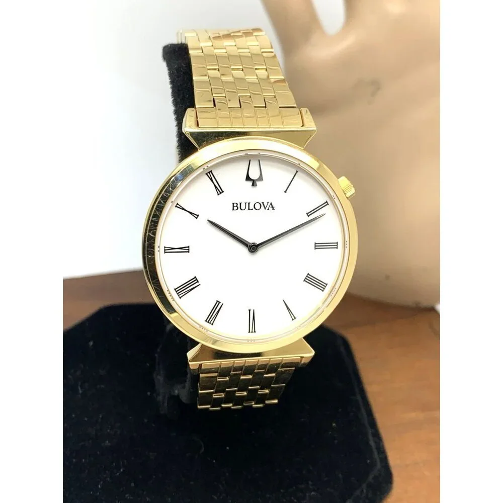 Bulova Men's Watch 97A153 Regatta Quartz White Dial Gold Stainless Steel 38mm